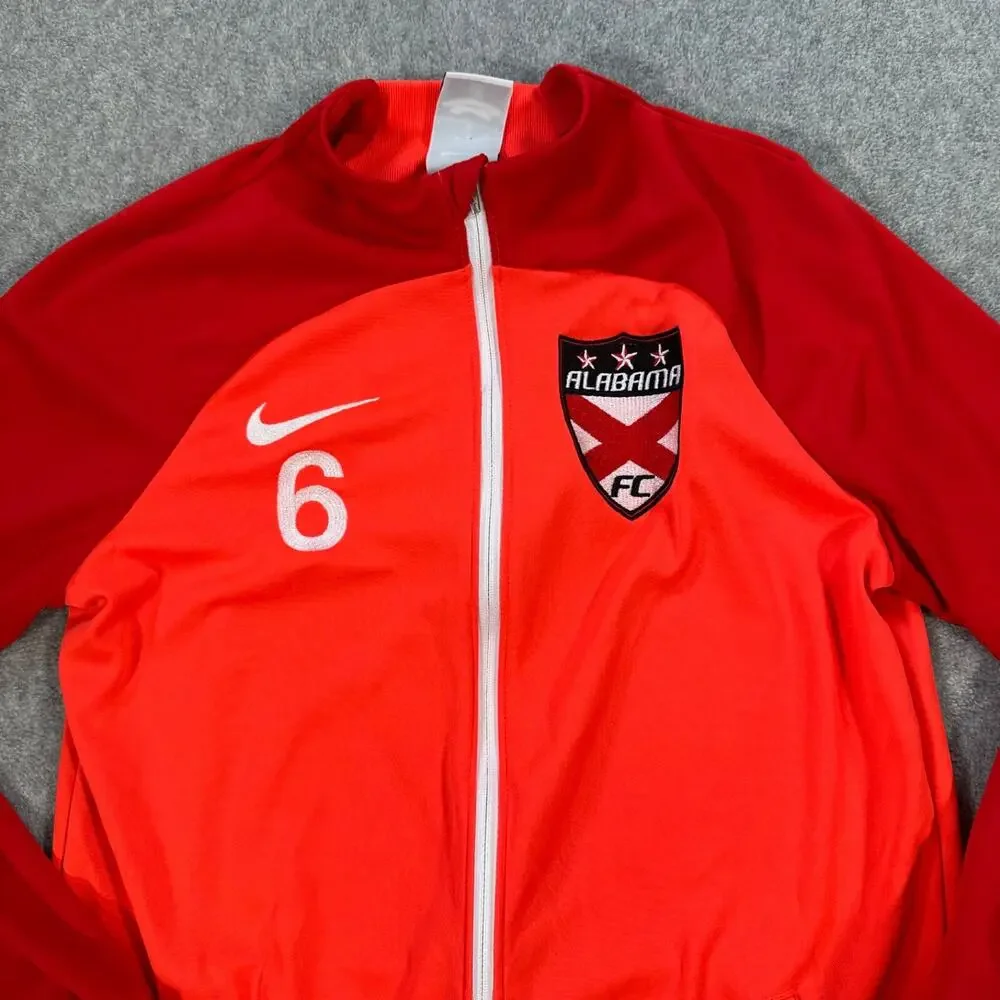 Nike Dri-Fit Alabama FC Soccer Warm Up Track Jacket Kids Large Orange Red Zip Up
